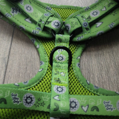 Green Doodle Print Neoprene Dog Harness